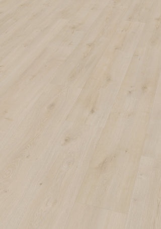Wide-plank Sequoia oak in warm natural tone with EIR texture.